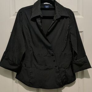 DCC black white pinstripe stretch top Sz. PL